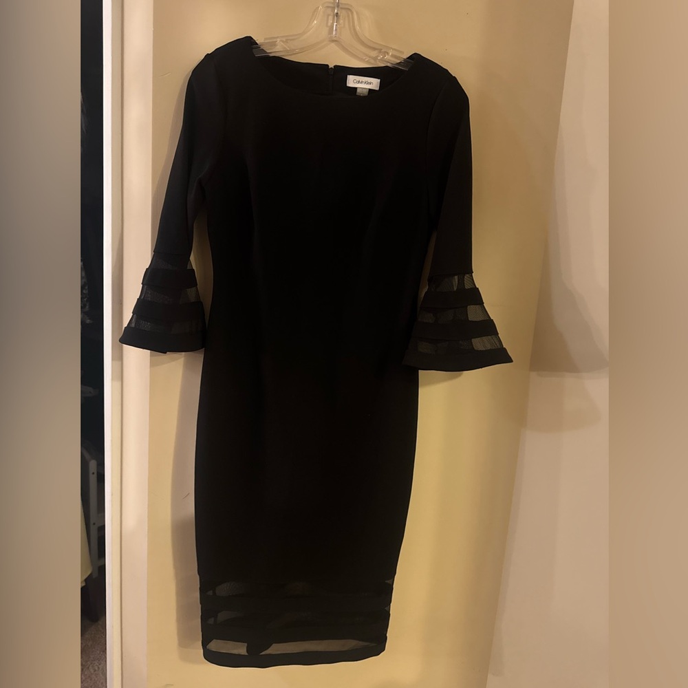 Calvin Klein Black Dress with Mesh Sleeves